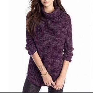 Free People Dylan Sweater Turtleneck Plum Cozy Whimsigoth Waffle BohoPurple